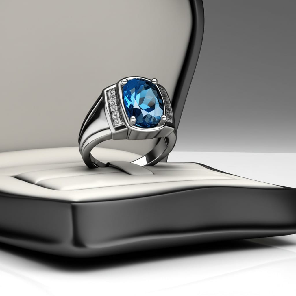Men's blue topaz ring