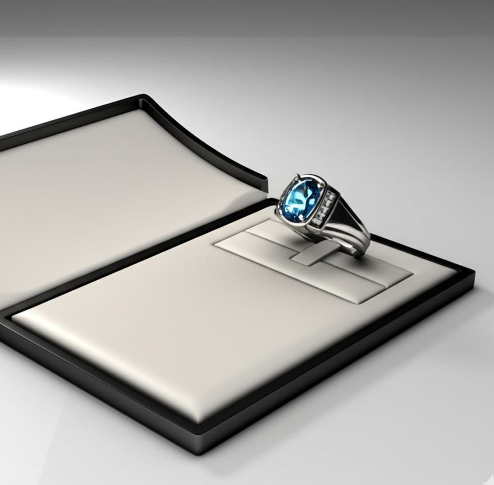 Men's blue topaz ring