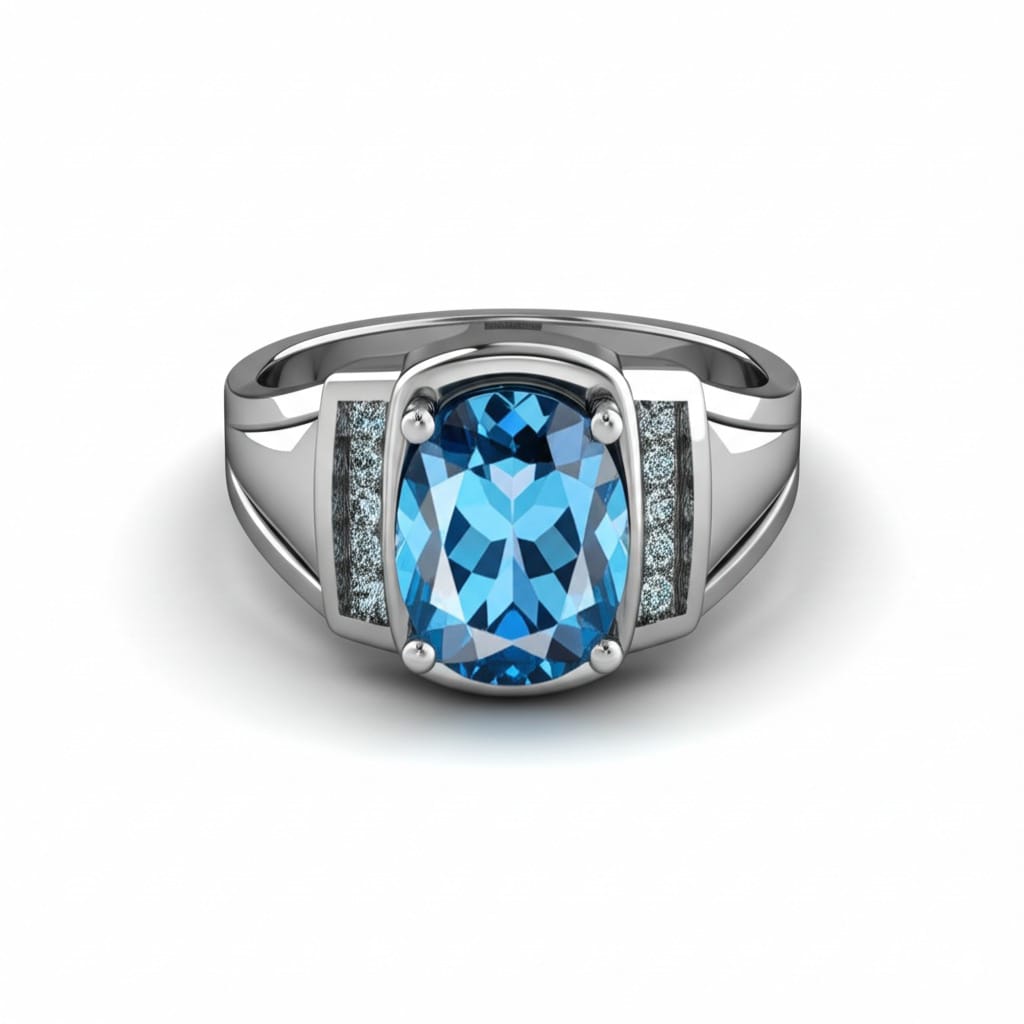 Men's blue topaz ring