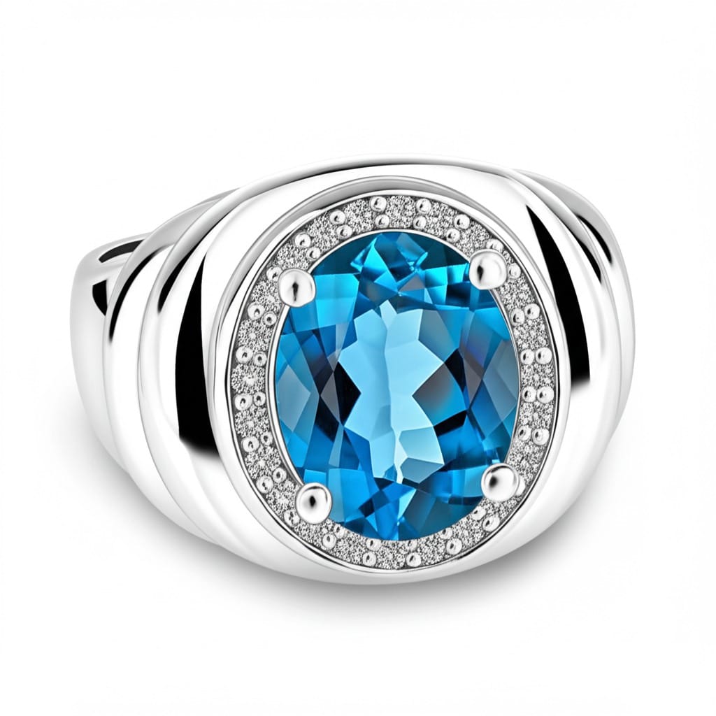 Men's blue topaz ring