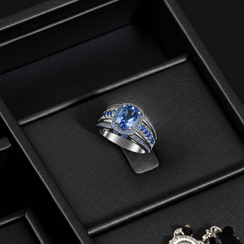 Men's blue topaz ring