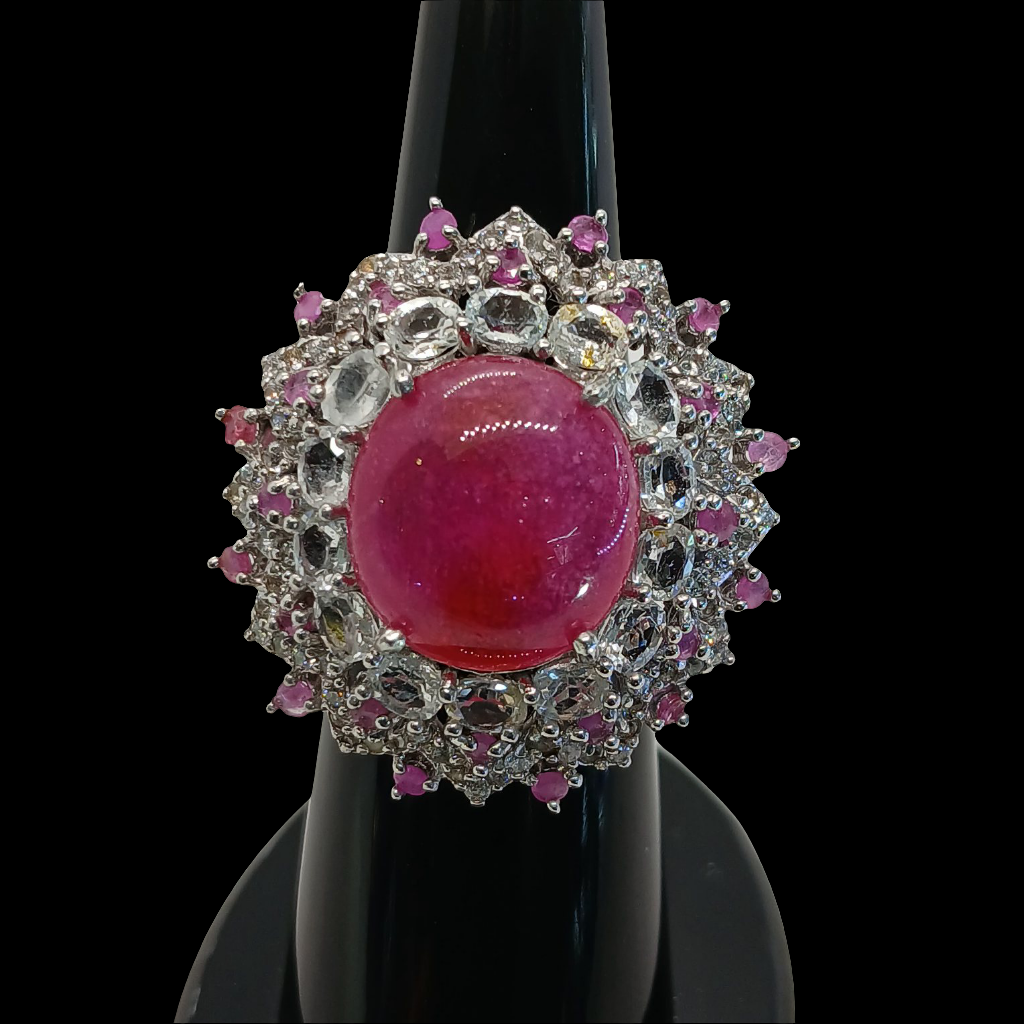 Women's Ruby Ring with real zircon