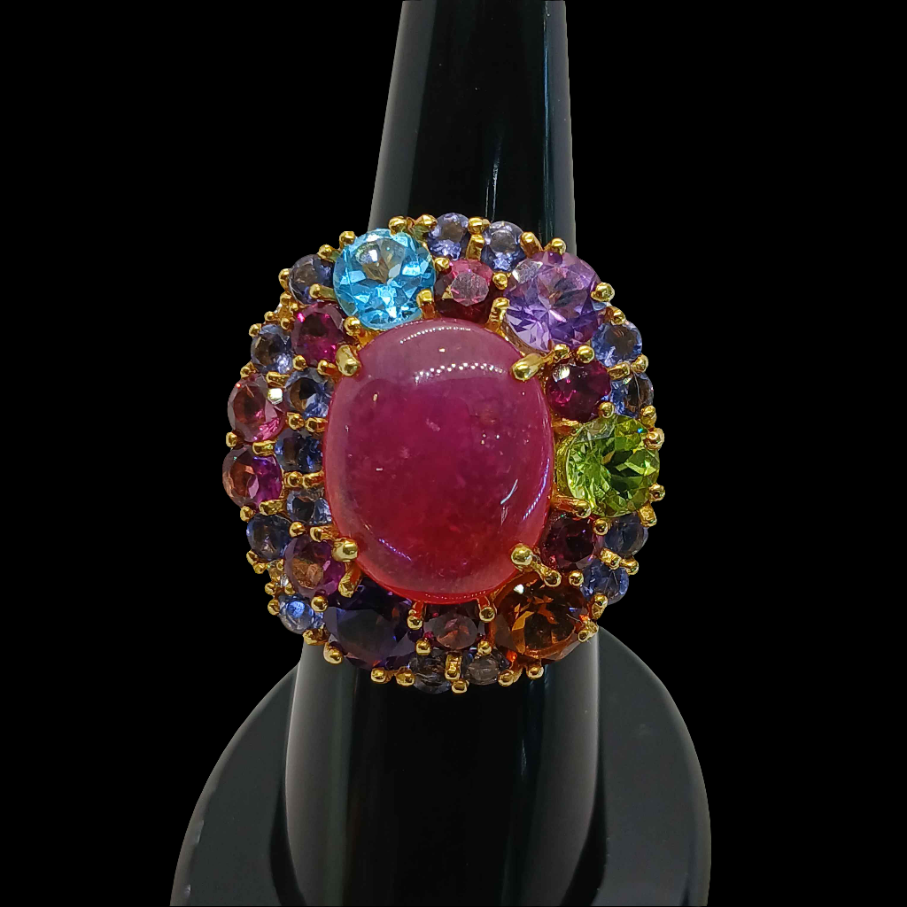 Women's Ruby Ring with real multi stones