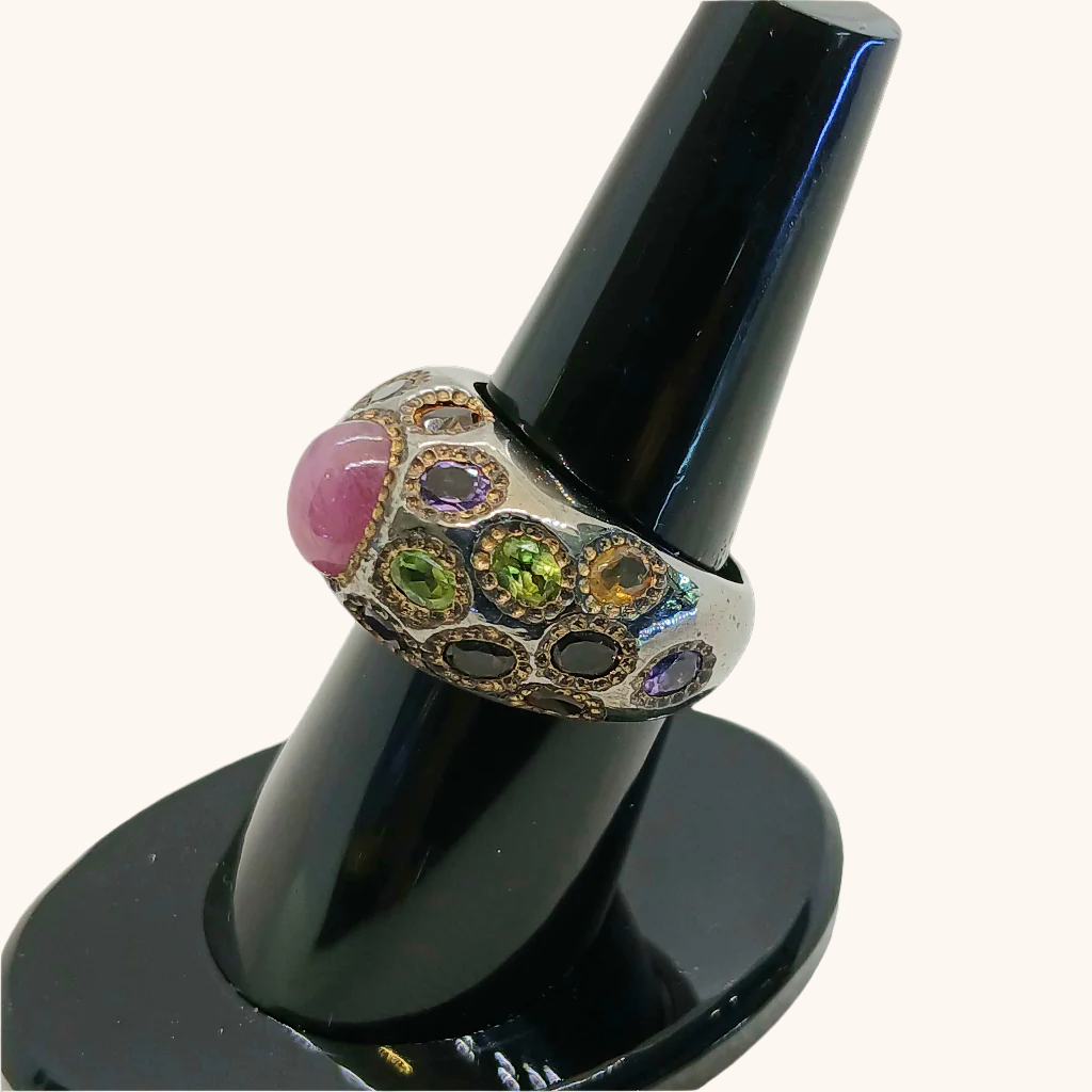Lady's star Ruby Ring with real multi stones