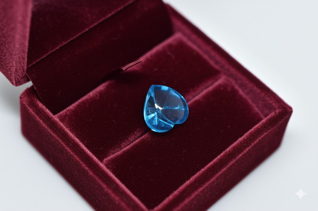 Swiss blue topaz and diamond engagement ring