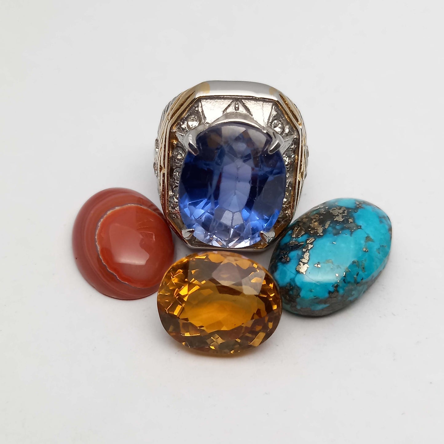 Synthetic Ceylon Sapphire Ring