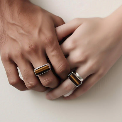 Tiger's Eye couple's rings
