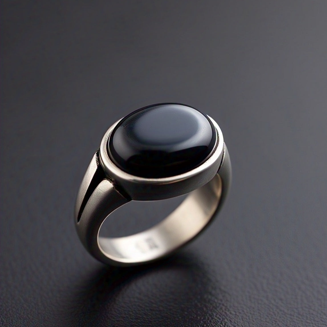 Men's Black Agate Ring