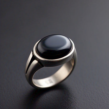 Men's Black Agate Ring