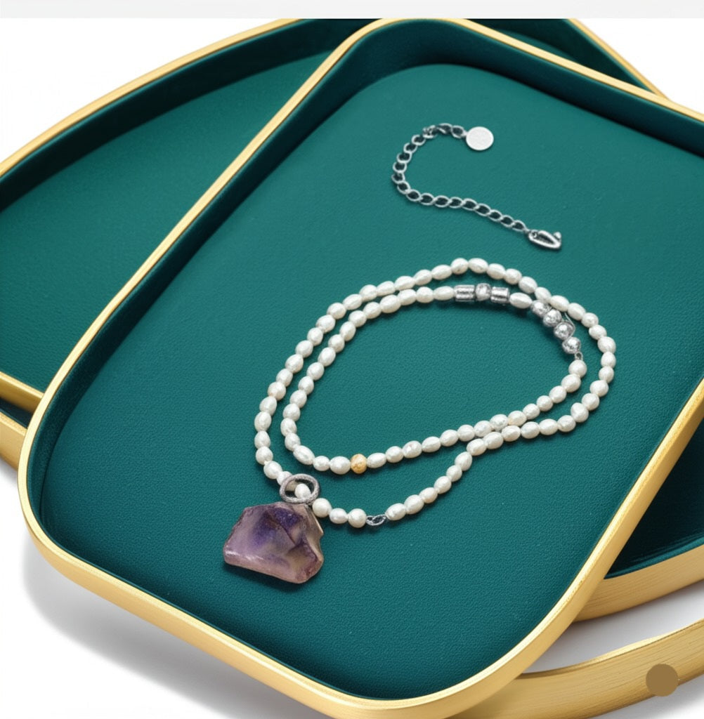 Women's purple flourite necklace