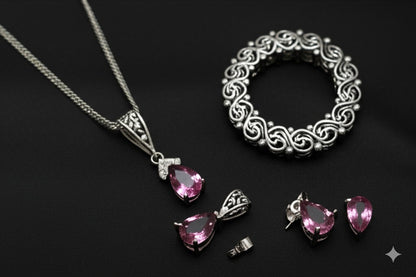 Pink Tourmaline Women's jewelry set