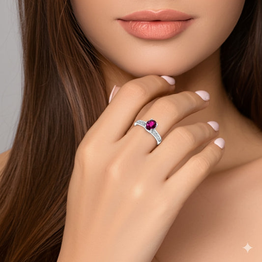Women's luxury ruby with diamond Ring