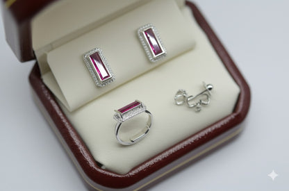 Women's red tourmaline jewelry set