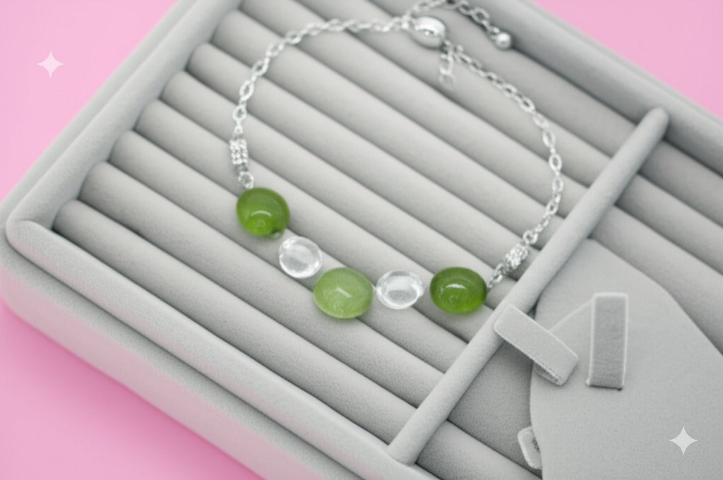 Women's peridot and crystal bracelet