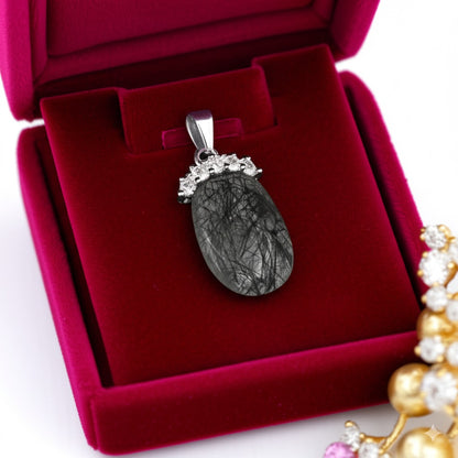 Women's black Rutile Quartz jewelry set