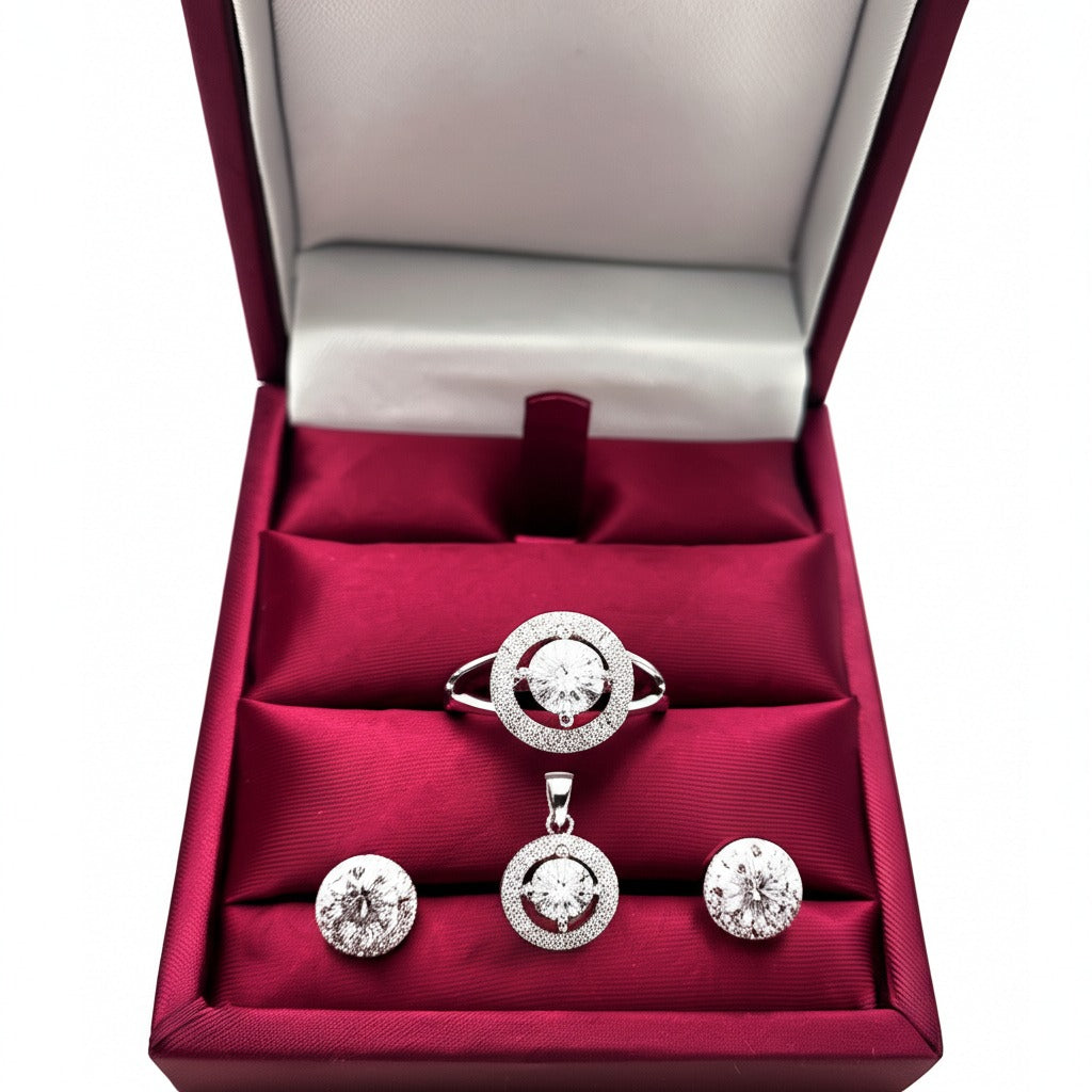 Women's luxury white gold diamond jewelry set