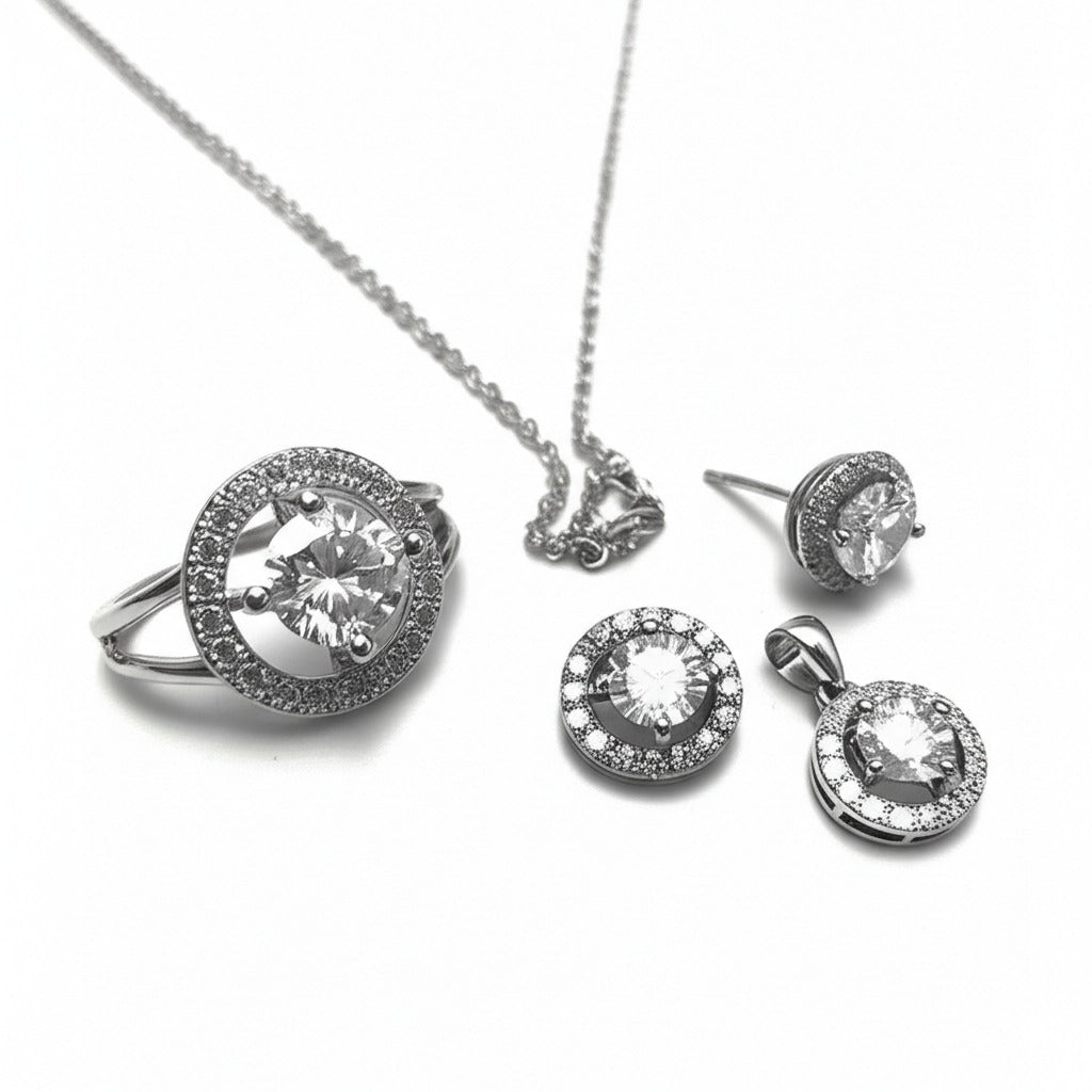 Women's luxury white gold diamond jewelry set