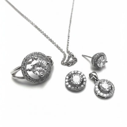 Women's luxury white gold diamond jewelry set