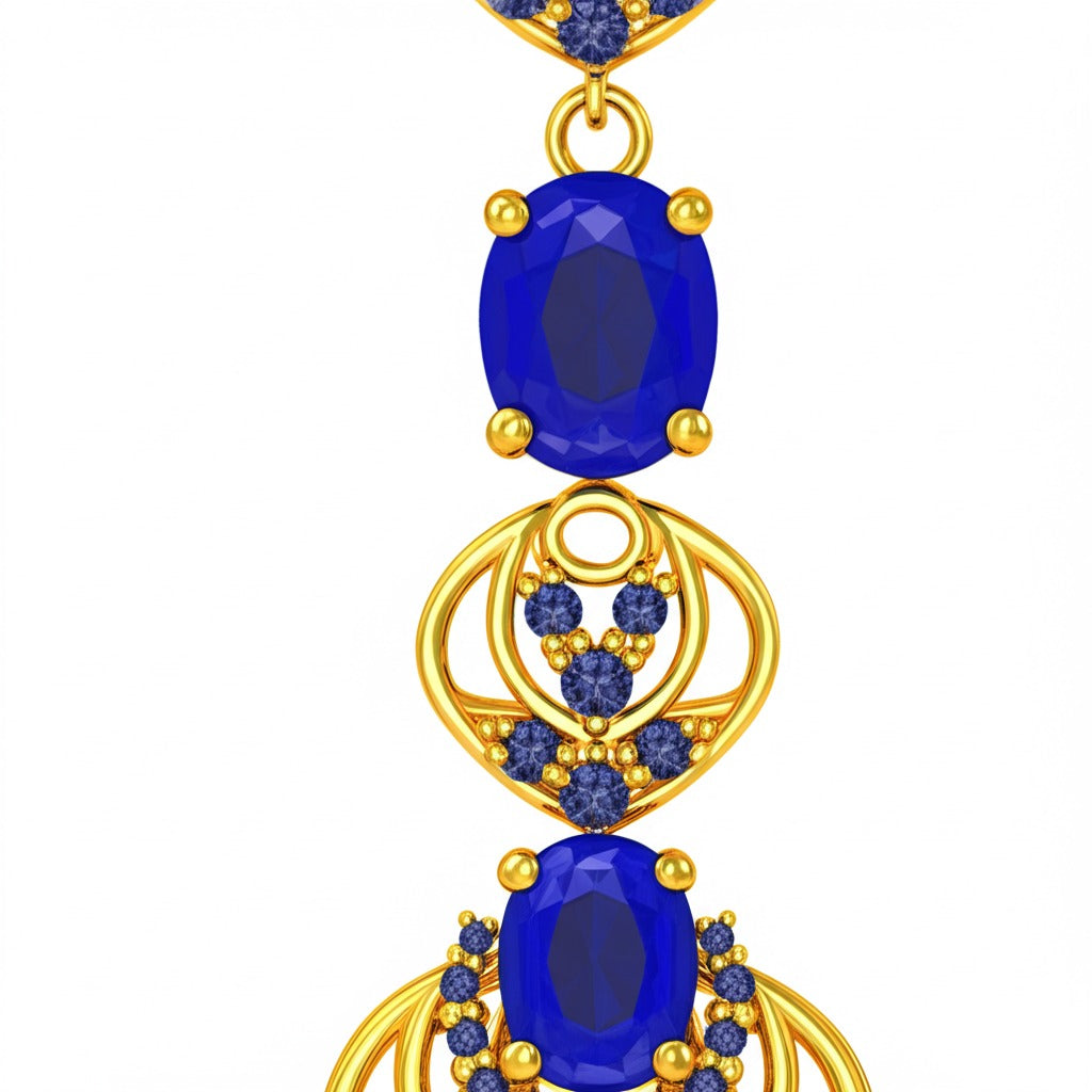 Women's luxury gold earrings (blue sapphire)