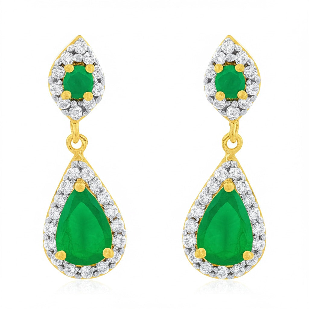 Emerald women's luxury gold earrings