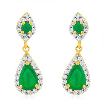 Emerald women's luxury gold earrings