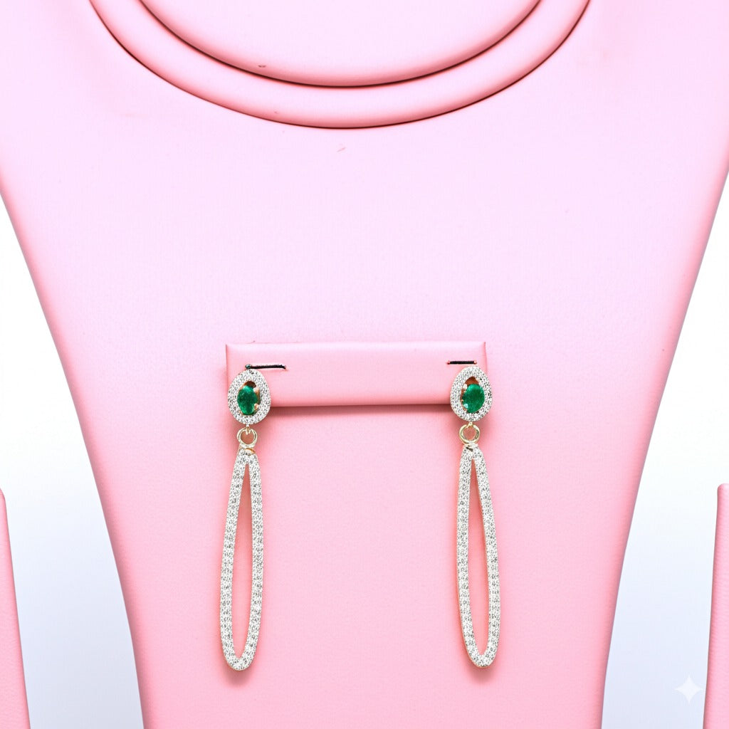 Emerald women's luxury gold earrings