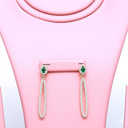 Emerald women's luxury gold earrings