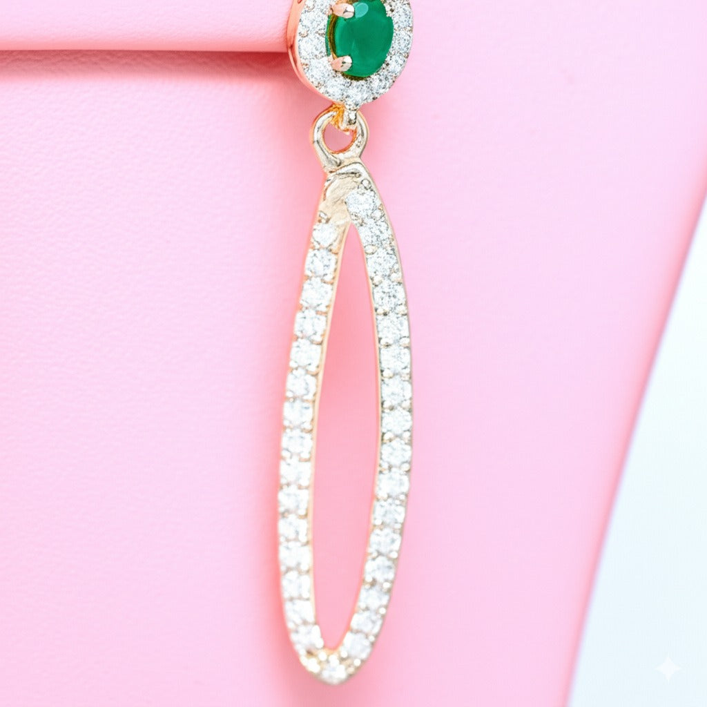 Emerald women's luxury gold earrings