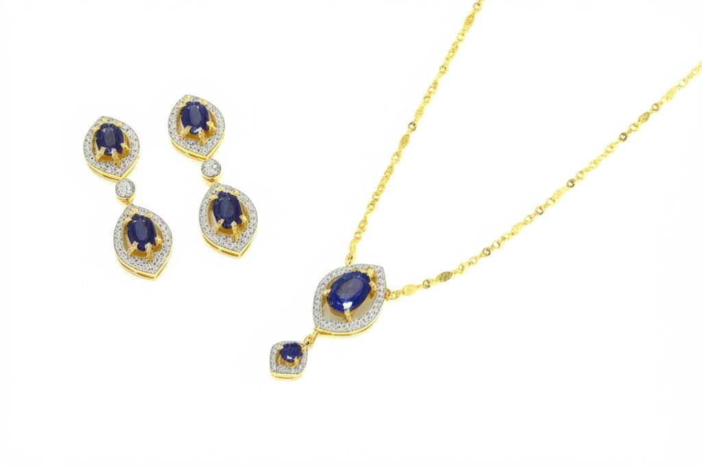 women's luxury gold sapphire jewelry set