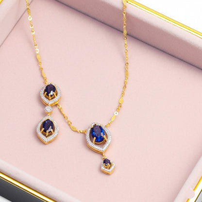 women's luxury gold sapphire jewelry set