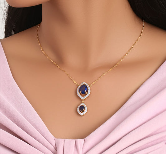 women's luxury gold sapphire jewelry set