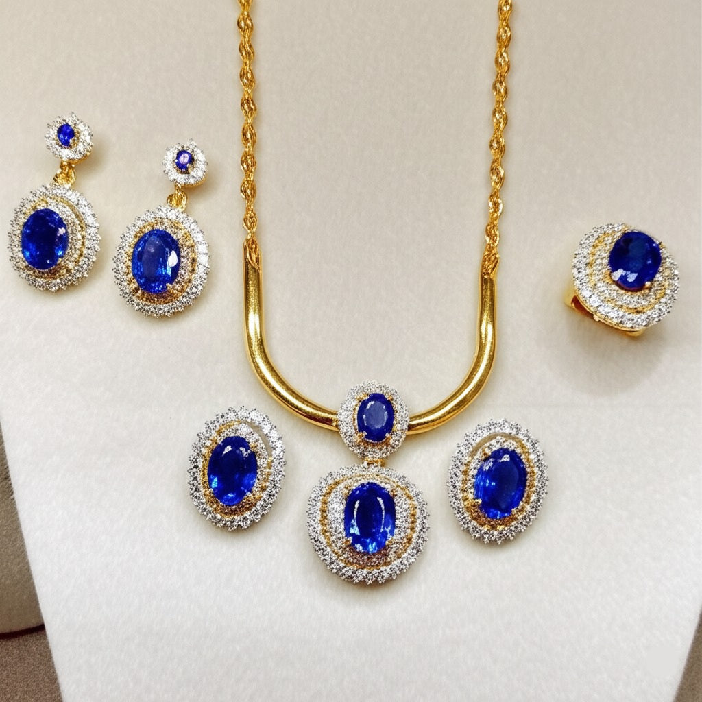 women's luxury sapphire jewelry set