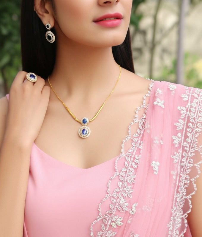 women's luxury sapphire jewelry set