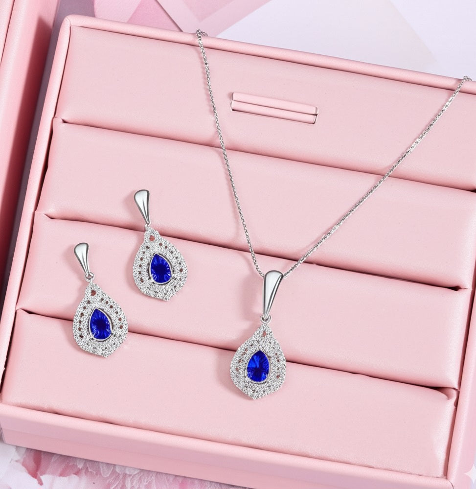 women's luxury sapphire jewelry set