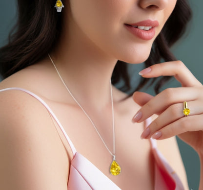 women's luxury gold yellow sapphire ring
