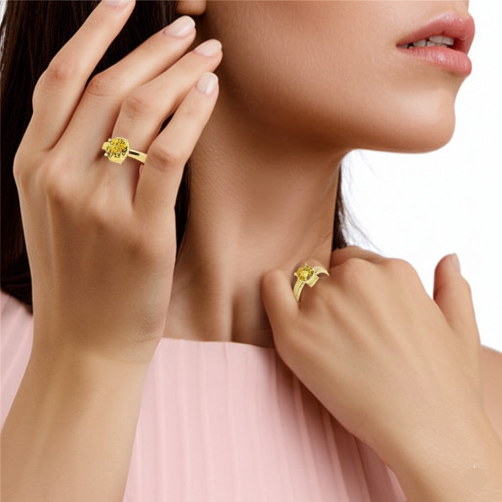 women's luxury gold yellow sapphire ring