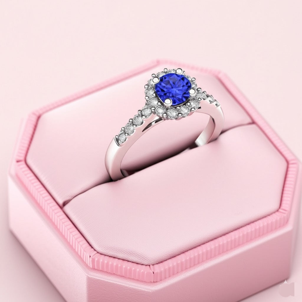 women's luxury white gold sapphire ring