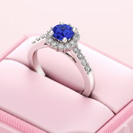 women's luxury white gold sapphire ring