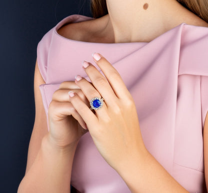 women's luxury white gold sapphire ring