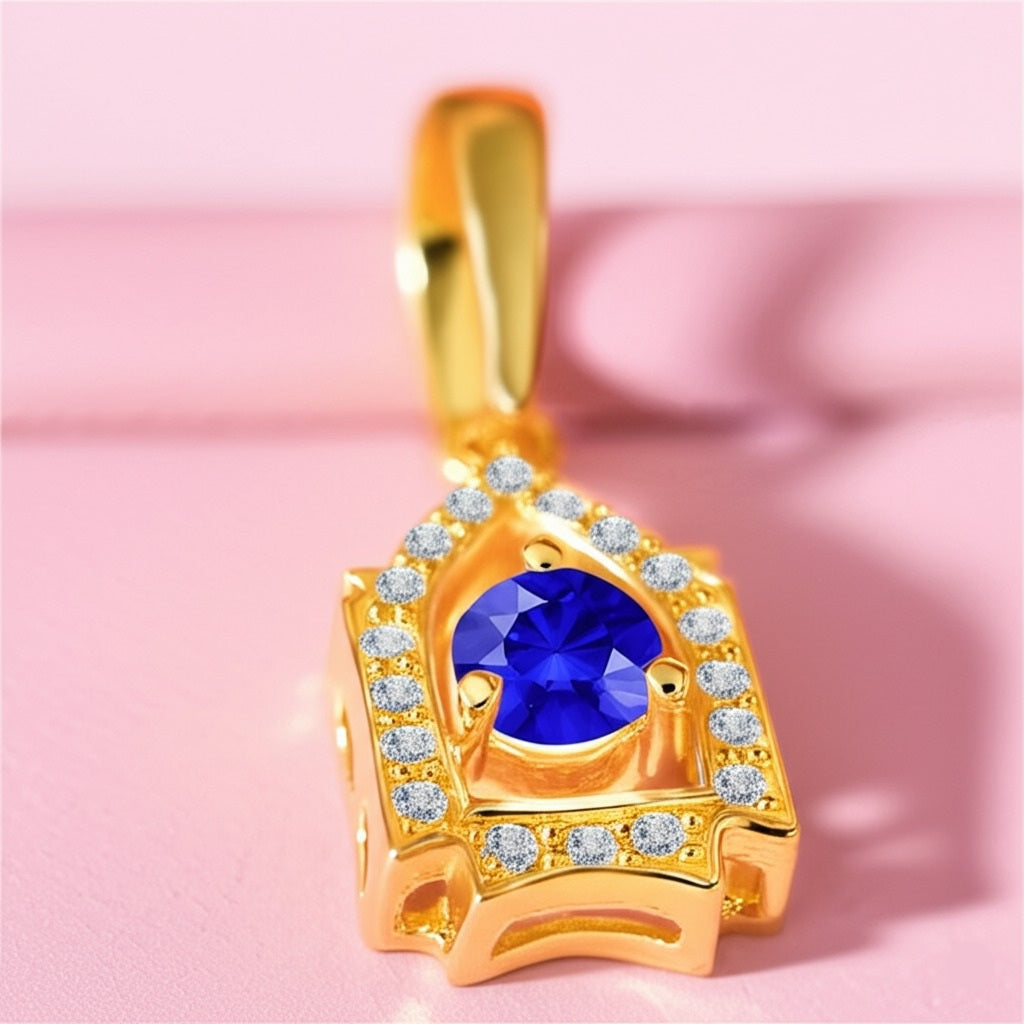 women's luxury gold sapphire pendant