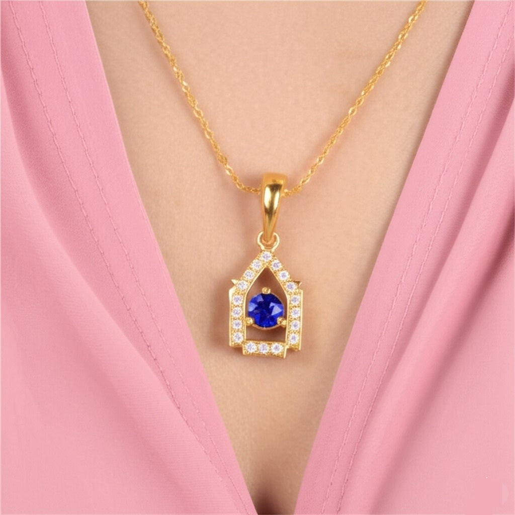 women's luxury gold sapphire pendant