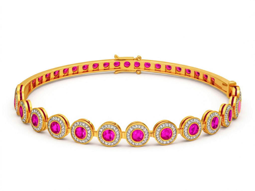 Women's luxury gold ruby bracelet