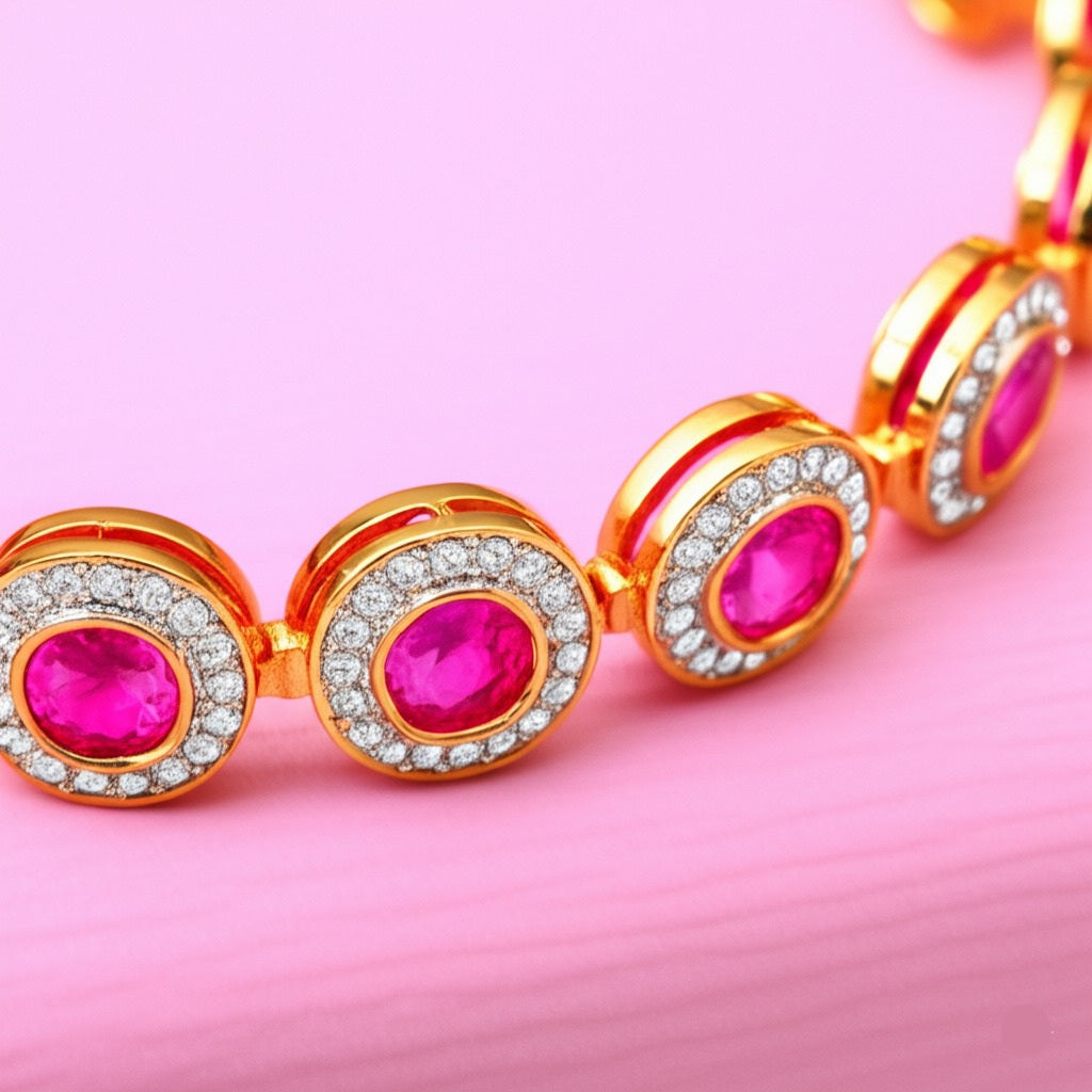 Women's luxury gold ruby bracelet