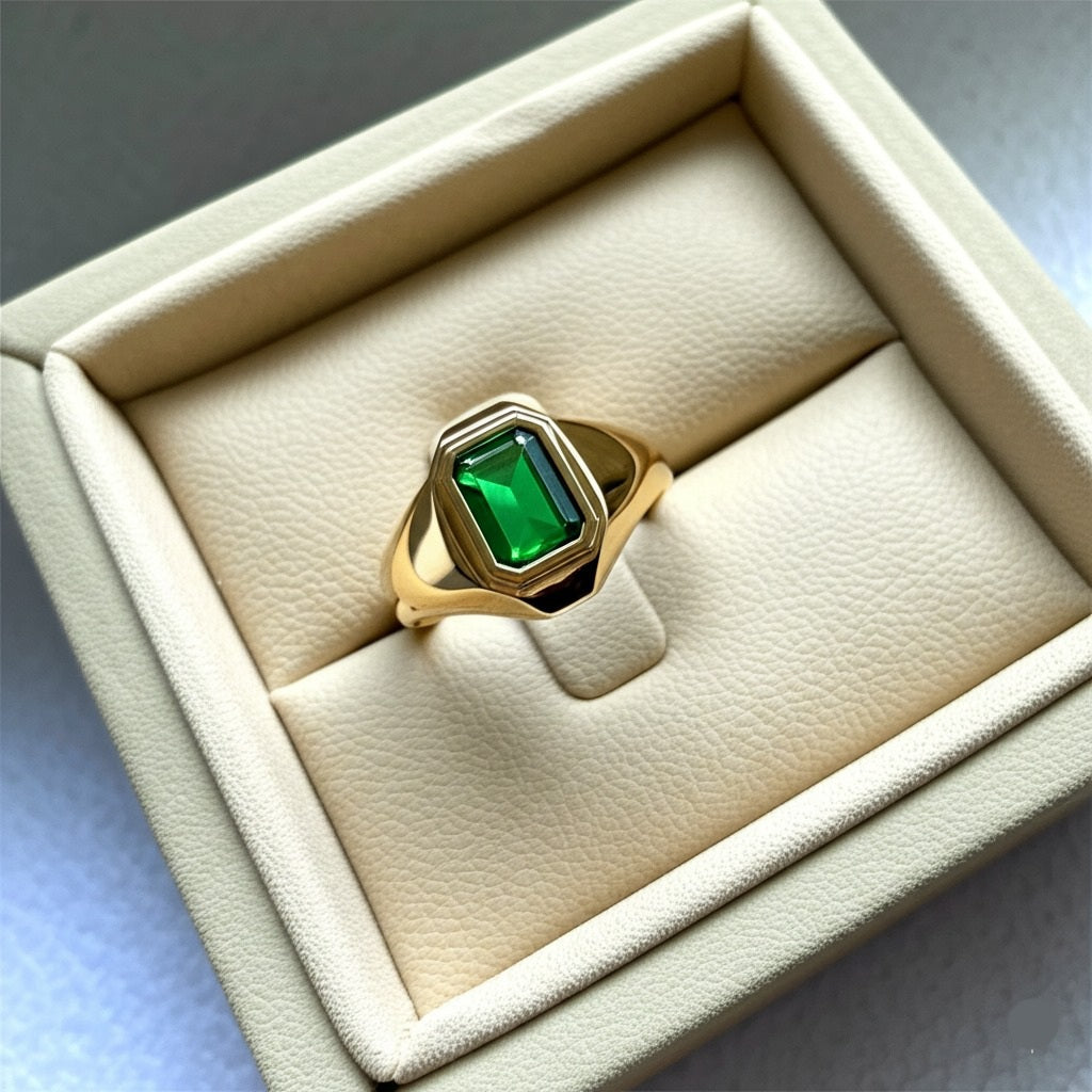 Men's luxury emerald ring