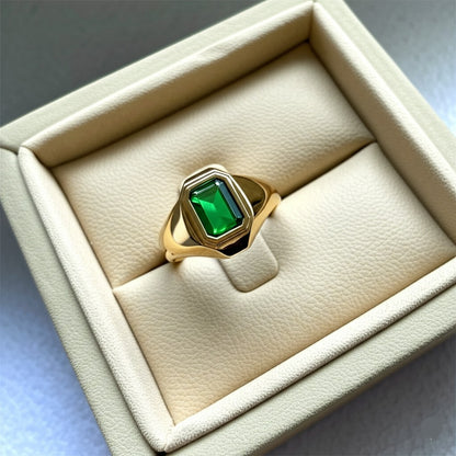 Men's luxury emerald ring