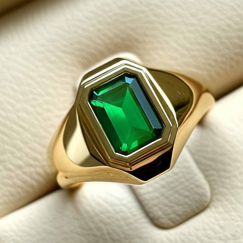 Men's luxury emerald ring