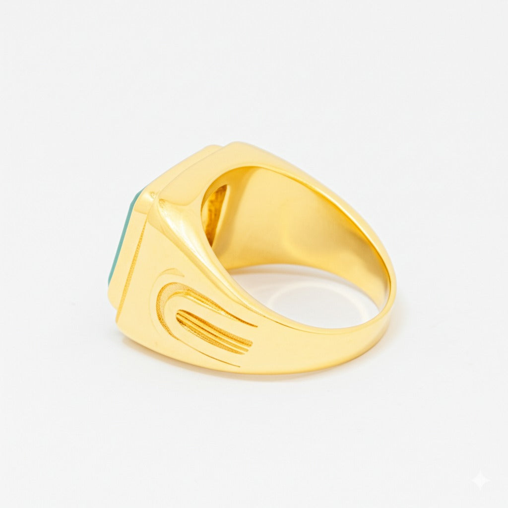 Men's luxury gold emerald ring