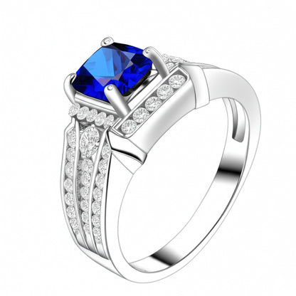 Men's luxury white gold sapphire ring