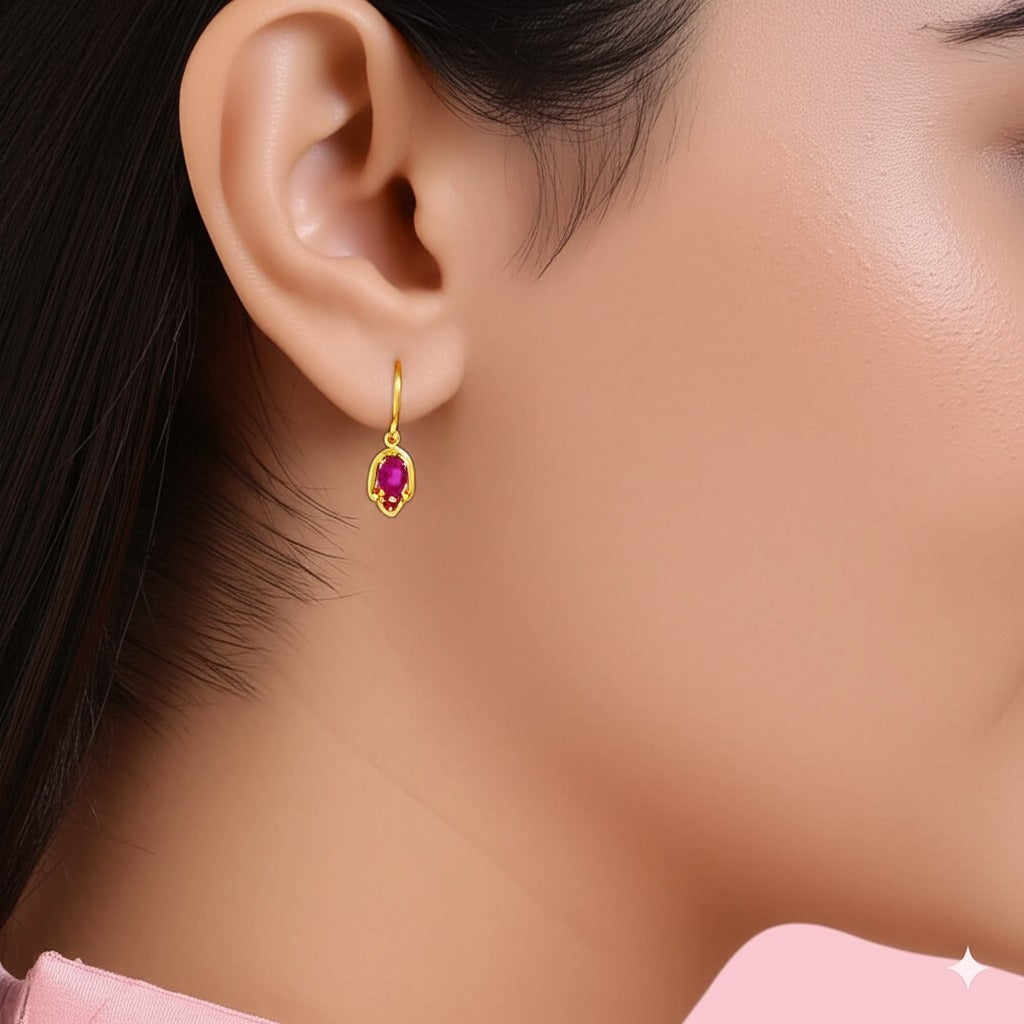 Women's luxury gold ruby earrings
