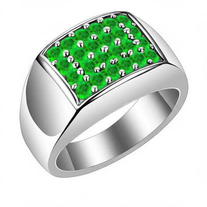 Men's luxury white gold emerald ring